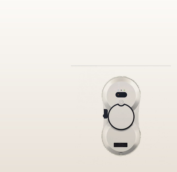 White robot window cleaner on a warm light background