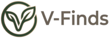 V-Finds logo with a circular leaf mark